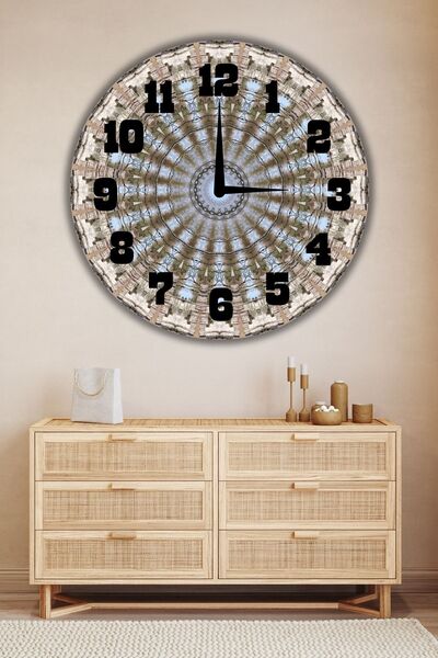 Nod Büyük Boy Ahşap Dekoratif Duvar Saati Ev Salon için Yuvarlak Modern Sessi...