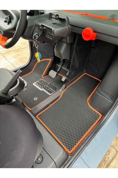 ibrahimoto Citroen Ami Yeni Nesil oto Paspas (Siyah - Turuncu )