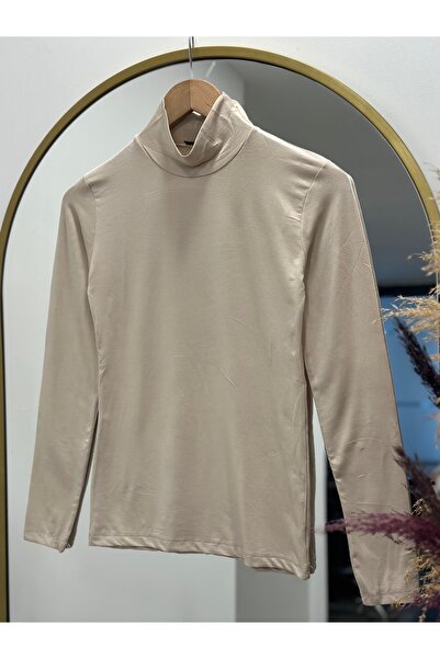 Ebrar Store Esin Half Fisherman Long Sleeve Combed Cotton Badi-Ee123 Stone