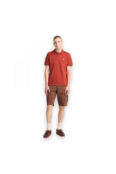 Timberland Tb0A6Bx4 Millers River Sleeve Stretch Polo Red Men's T-Shirt