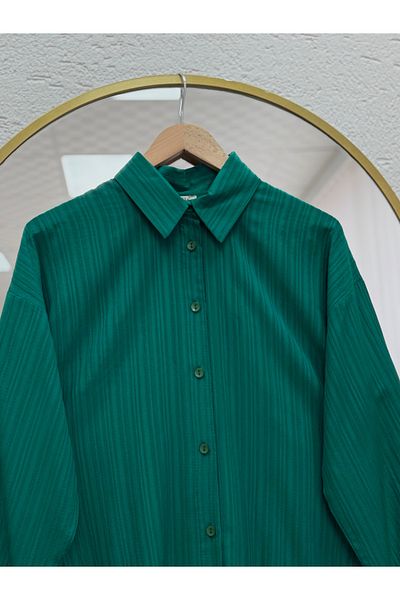 Ebrar Store Detailed Sleeve Elastic Slit Tunic - Emerald Green