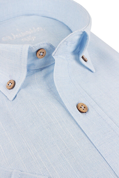 Varetta Erkek Baby Mavi Uzun Kollu Keten Efektli Cepli Pamuklu Gömlek