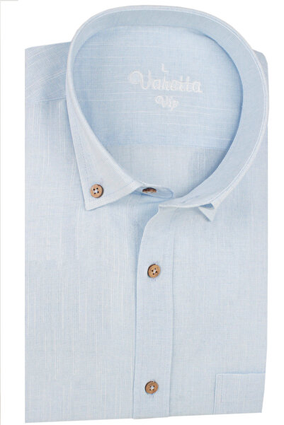 Varetta Erkek Baby Mavi Uzun Kollu Keten Efektli Cepli Pamuklu Gömlek