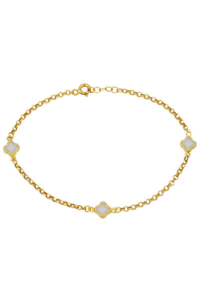 Bilezikci Sedef Taşlı Yonca Bileklik 14 Ayar Altın