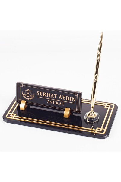 Ofistike Avukata Özel Kristal Masa İsimliği Logo Baskılı  Ofis İsimlik Avukat...