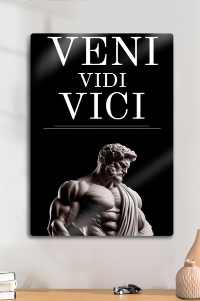DekorHane Metal Baskı - Veni Vidi Vici, Motivasyon Mitolojik Heykel Dekoratif...