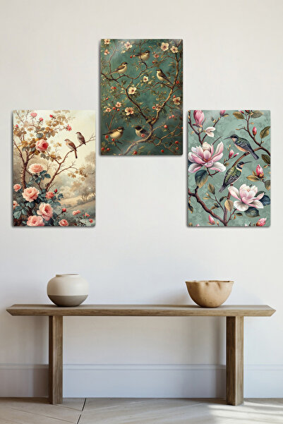 DekorHane Imprimare metalică strălucitoare - Pictură decorativă din 3 piese c...