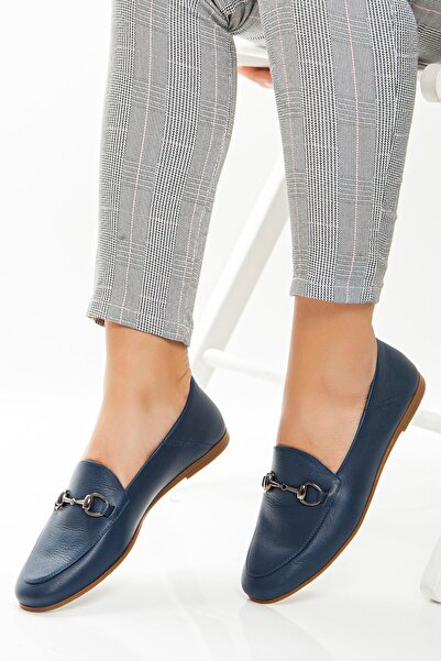 Deripabuc Жіночі повсякденні туфлі з натуральної шкіри темно-синього кольору Pccf03