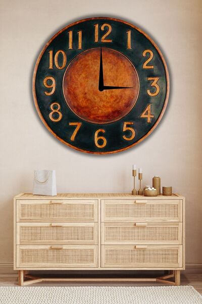 Nod Büyük Boy Ahşap Dekoratif Duvar Saati Ev Salon için Yuvarlak Modern Sessi...