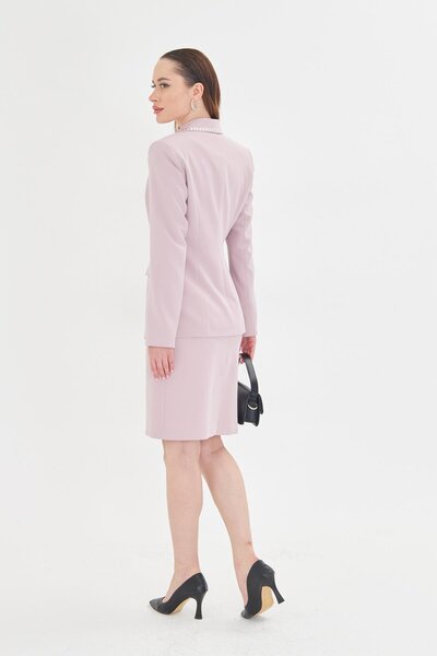 LOVELF Taş Detaylı Elbiseli Ceket Takım Açık Gül Kurusu