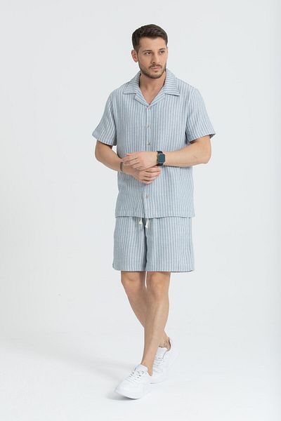 Store Men's 100% Cotton Short Sleeve Shirt - Stylish Button-down Collar, Ideal for Everyday Wear