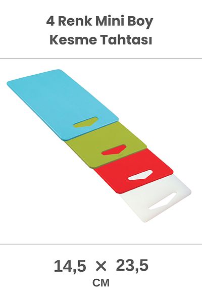 Melkan Home 4 Pieces Small Cutting Board Red + Turquoise + Transparent + Green