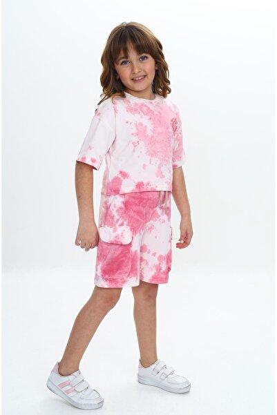 Toontoy Girl's Tie-Dye Rabbit Printed Shorts Suit