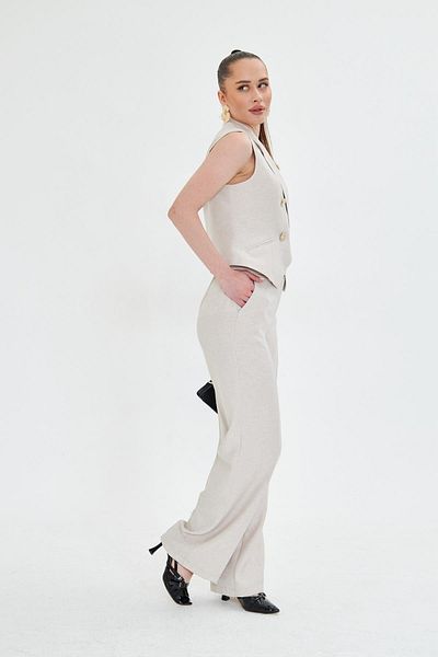 LOVELF Beige Gold Buttoned Short Vest Set
