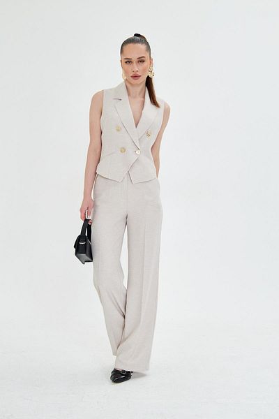 LOVELF Beige Gold Buttoned Short Vest Set
