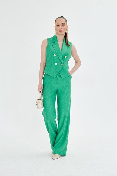 LOVELF Green Gold Buttoned Short Vest Suit