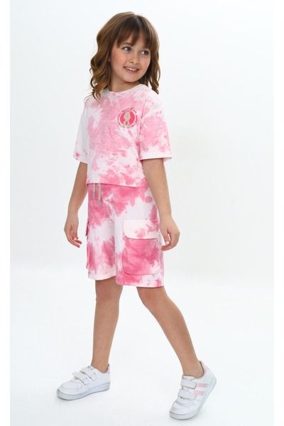 Toontoy Girl's Tie-Dye Rabbit Printed Shorts Suit
