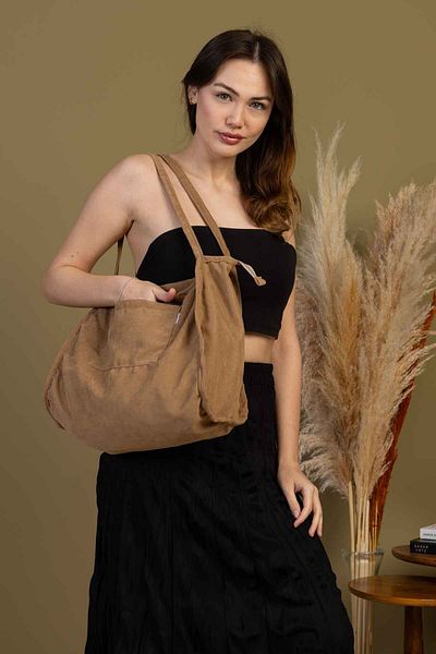 fluffy Mute Bag Camel 00s Shopper Bag Τσάντα ώμου με φερμουάρ (32/36)