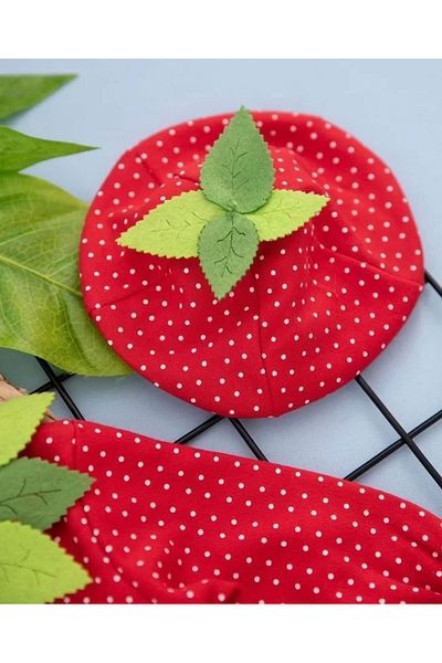 Marsilyan Strawberry Babies Combed Cotton Fabric Long Sleeve Baby Girl Boy Rompers with Hat and Bracelet Gift Red