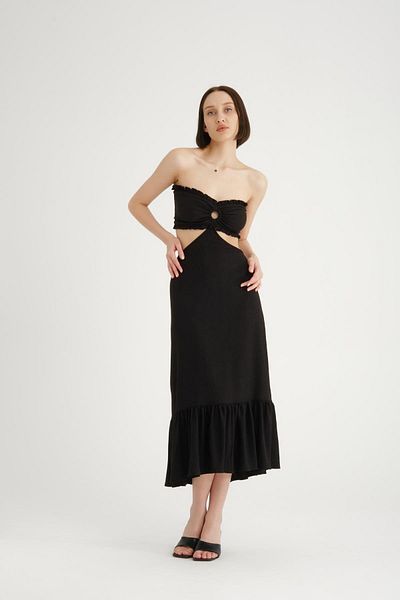 Store 100% Cotton, Stylish Black Strapless Maxi Dress