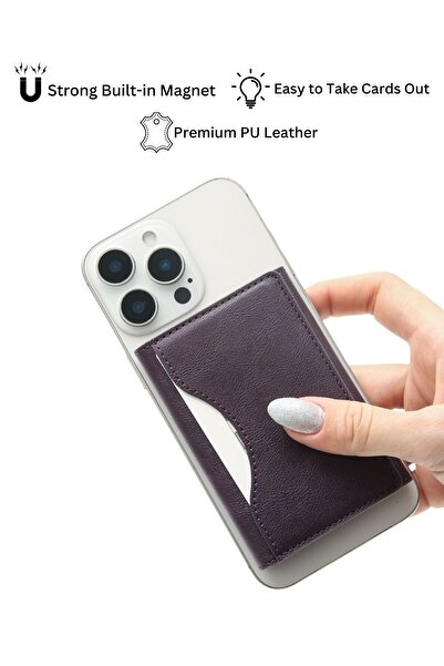 Paladyum Case Magsafe Özellikli Mor Manyetik Kartlık Cüzdan 5 Bölmeli