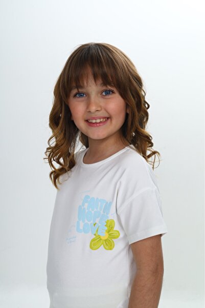 Toontoy Girl's Chest Floral Text Printed Shorts Suit