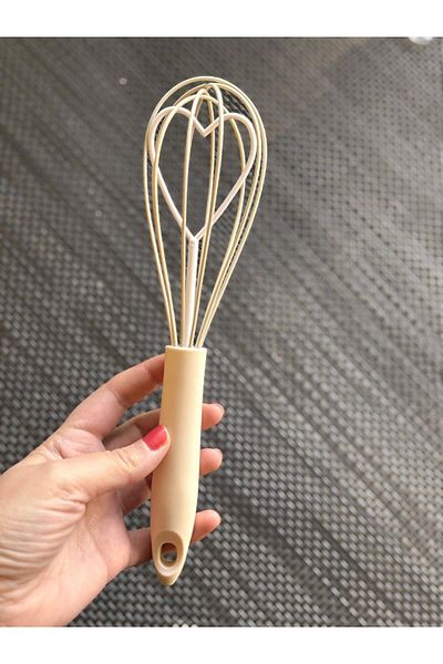 şirin eşyalarım Cream Heart Silicone Whisk - 26 cm / 1 Piece