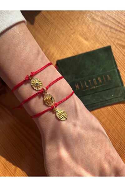 Miltonia 925s Göz Figür Kırmızı İp Bileklik