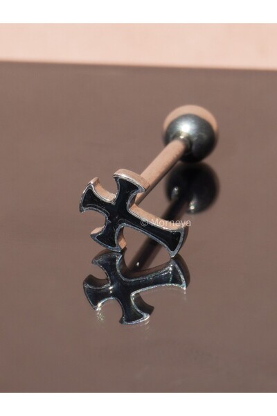 MORNEVA Cerrahi Çelik Haç Dil Piercingi