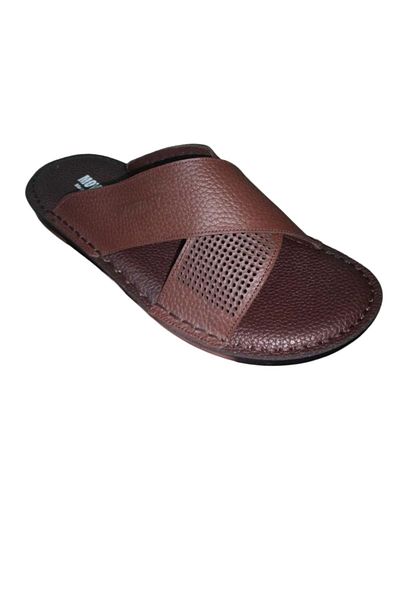 Handmade Men's Natural Leather Slippers; Handmade Men's Natural Leather Sandals with Leather Sole