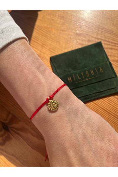 Miltonia 925s Güneş Figür Kırmızı İp Bileklik