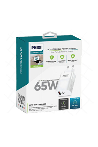 Phixi Ultimate Upd4165 65w Gan Teknolojili Pd Çift Çıkışlı 5.0a Hızlı Şarj Ad...