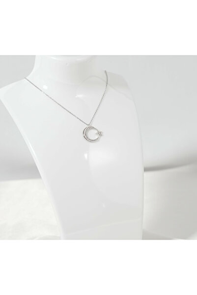 momqi Minimal Türk Bayraklı Zirkon Taşlı 925 Ayar Gümüş Kolye Sertifikalı