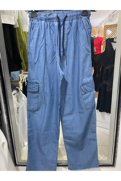 Yaren Moda Women's Slim Denim Cargo Pocket Pants