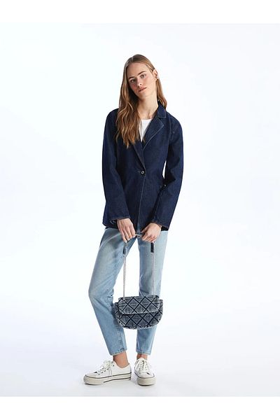 LC Waikiki Lcw Accessories Blue Diamond Patterned Women's Shoulder Bag
