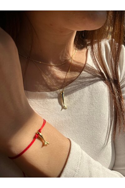 Miltonia 925s Balık Figür Gümüş Kırmızı İp Bileklik