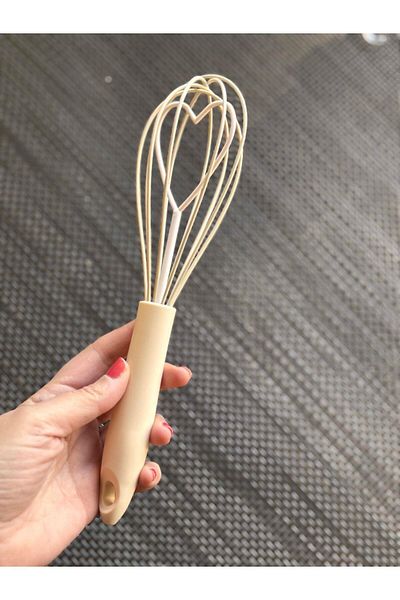 şirin eşyalarım Cream Heart Silicone Whisk - 26 cm / 1 Piece