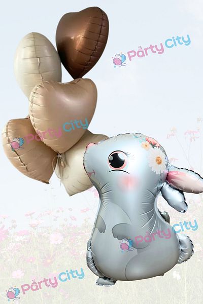 Party City مجموعة بالونات عيد ميلاد على شكل قلب على شكل أرنب لطيف
