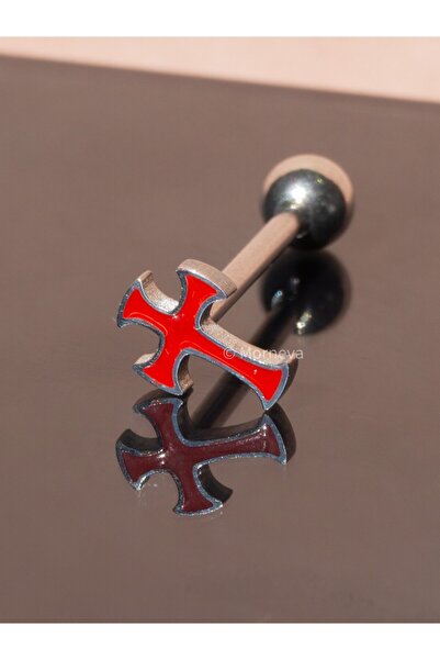 MORNEVA Cerrahi Çelik Haç Dil Piercingi