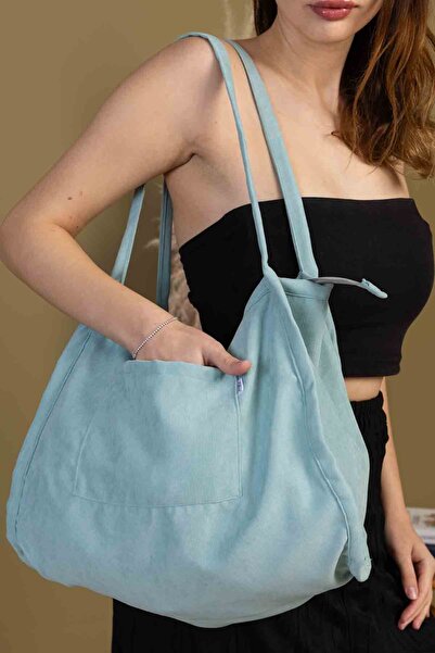 fluffy Mute Bag Turquoise / Mint Green 00s Shopper Bag Сумка на блискавці з підкладкою для школи (32/36)