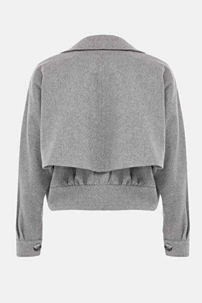 W Collection GRİ MELANJ KRUVAZE YAKA KABAN