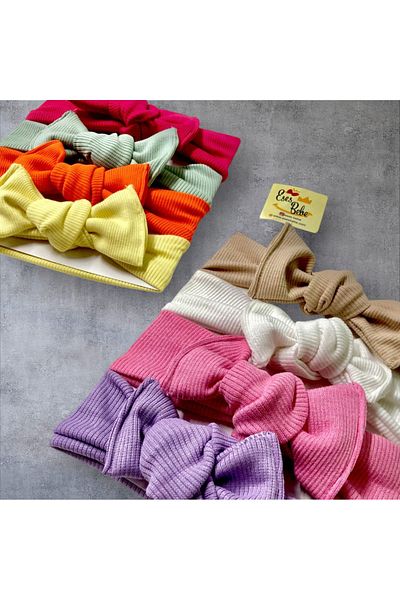 ESES BEBE Accesoriu pentru fetiță: Set de benzi de păr cu 8 cravate cu țesătură moale și colorată