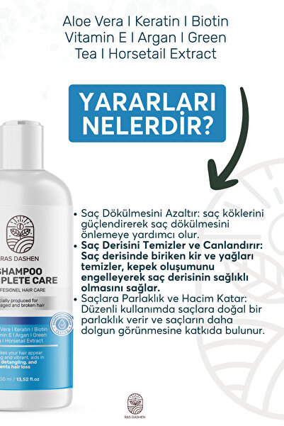 RAS DASHEN Kolajen Keratin Dolgunlaştırıcı Onarıcı Saç Dökülme Turunculaşma Karşıtı Şampuan Biotin 400 ml