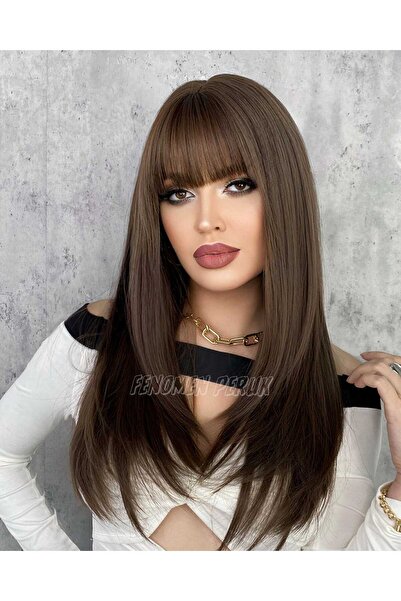 Fenomen Peruk Kumral Düz Perçemli Özel En'Ler Vip Peruk