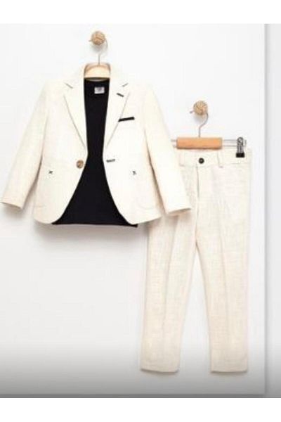 Zelhankids Boy's Linen Suit (3 Pieces Including T-Shirt)