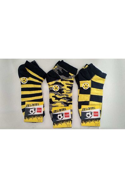 Şirin Yellow Navy Blue Fan Kids Booties Socks 10 Pieces