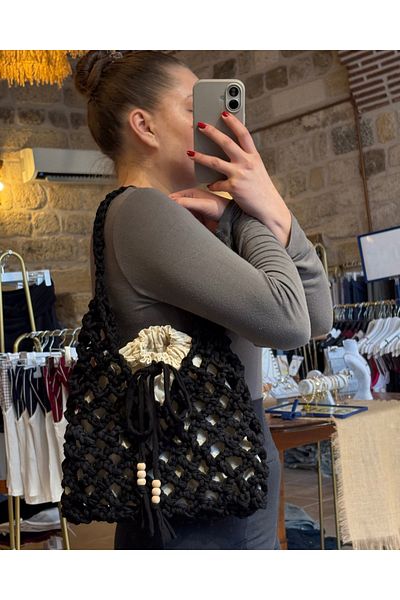 Nora Hand Knitted Bagged Mesh Combed Cotton Rope Shoulder Bag