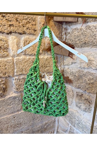 Nora Hand Knitted Bagged Mesh Combed Cotton Rope Shoulder Bag