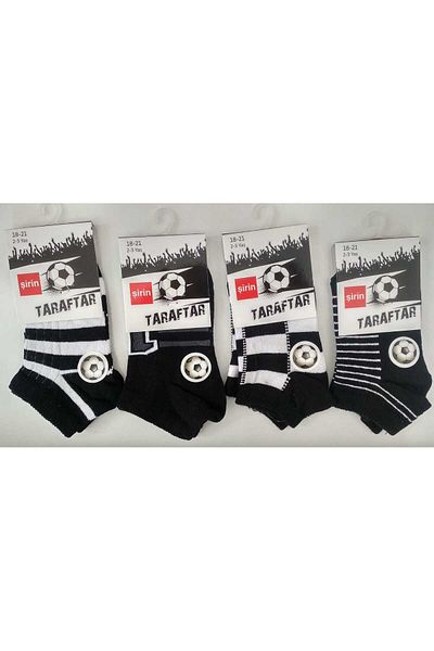 Şirin Cute Black and White Fan Children's Booties Socks 10 Pieces