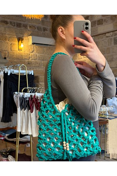 Nora Hand Knitted Bagged Mesh Combed Cotton Rope Shoulder Bag